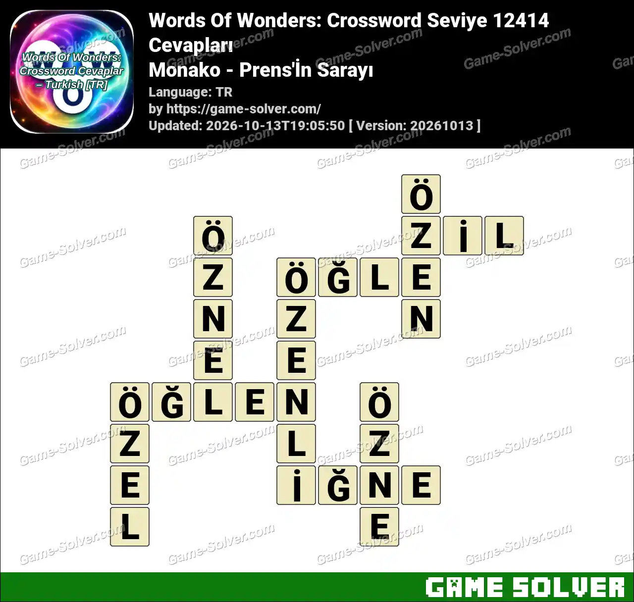 Words Of Wonders: Crossword Seviye 12414 Cevapları – Monako – Prens’İn Sarayı